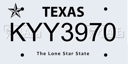 KYY3970 Texas License Plate