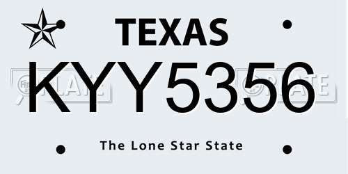 KYY5356 Texas License Plate