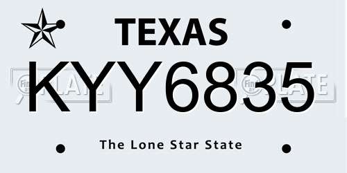 KYY6835 Texas License Plate