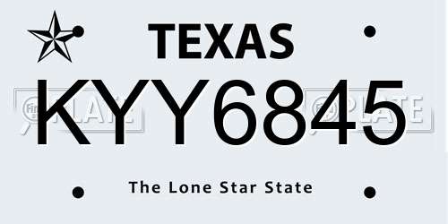 KYY6845 Texas License Plate