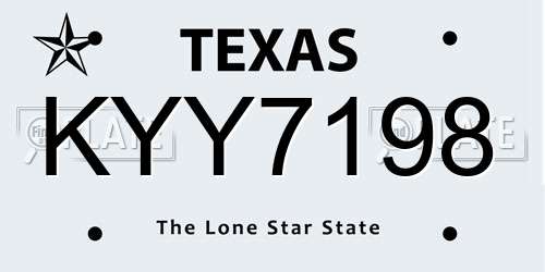 KYY7198 Texas License Plate