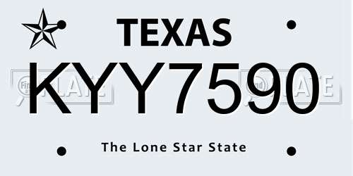 KYY7590 Texas License Plate
