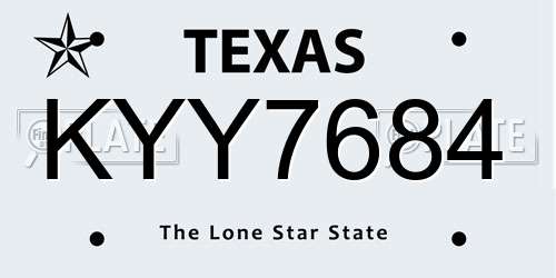 KYY7684 Texas License Plate
