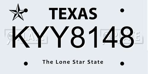 KYY8148 Texas License Plate