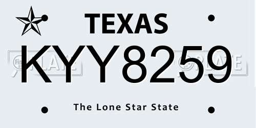 KYY8259 Texas License Plate