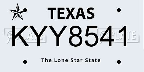 KYY8541 Texas License Plate
