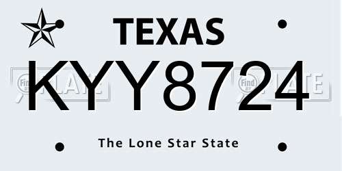 KYY8724 Texas License Plate