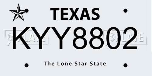 KYY8802 Texas License Plate