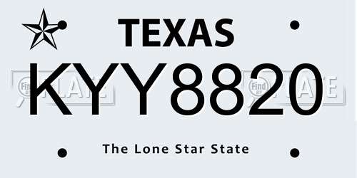 KYY8820 Texas License Plate