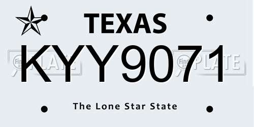 KYY9071 Texas License Plate