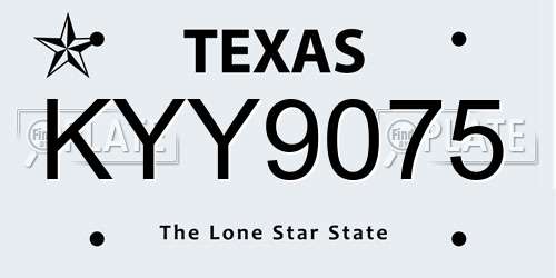KYY9075 Texas License Plate