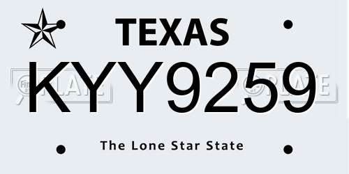 KYY9259 Texas License Plate