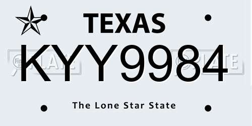 KYY9984 Texas License Plate