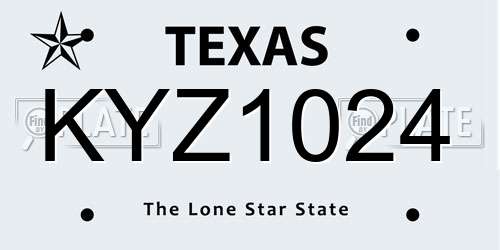 KYZ1024 Texas License Plate
