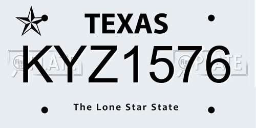 KYZ1576 Texas License Plate