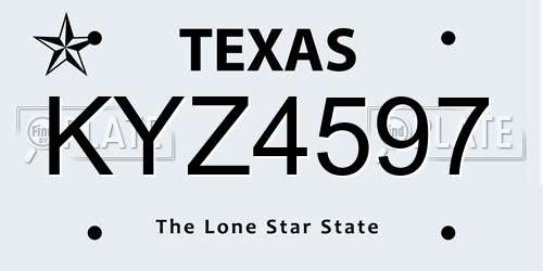 KYZ4597 Texas License Plate
