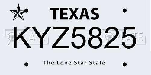 KYZ5825 Texas License Plate