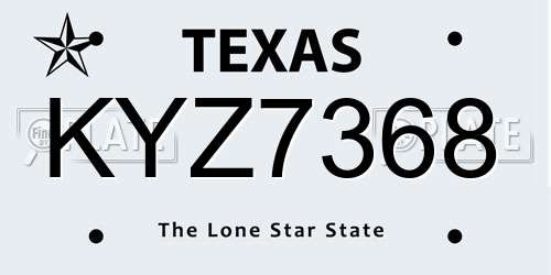 KYZ7368 Texas License Plate