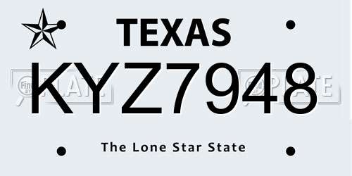KYZ7948 Texas License Plate
