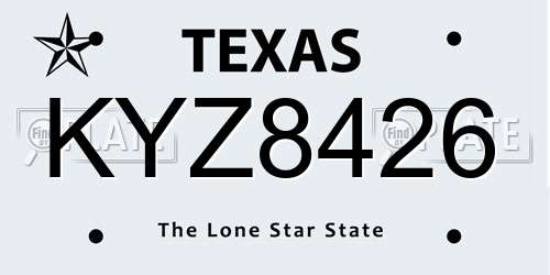 KYZ8426 Texas License Plate