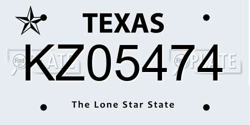 KZ05474 Texas License Plate