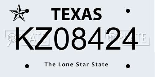 KZ08424 Texas License Plate