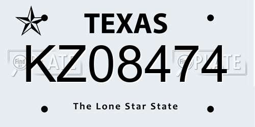 KZ08474 Texas License Plate