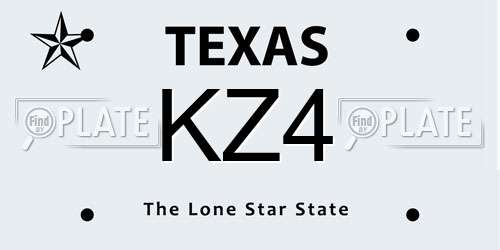 KZ4 Texas License Plate