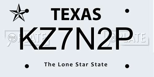 KZ7N2P Texas License Plate