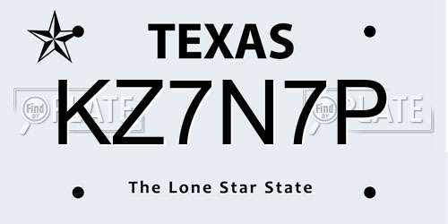 KZ7N7P Texas License Plate