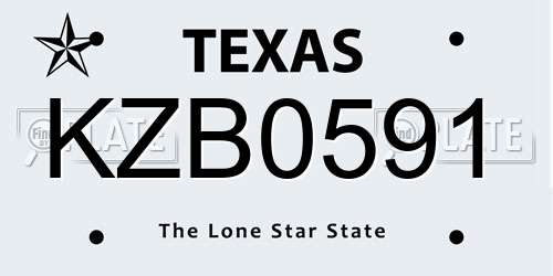 KZB0591 Texas License Plate