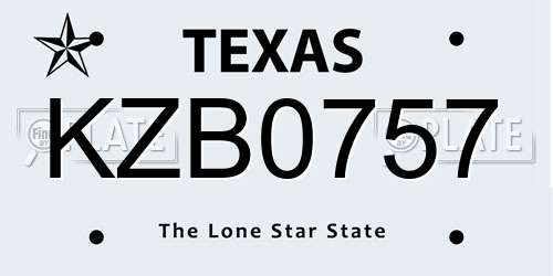 KZB0757 Texas License Plate