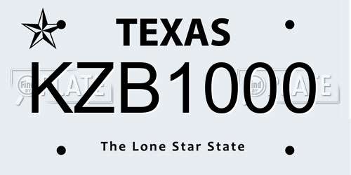 KZB1000 Texas License Plate