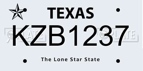 KZB1237 Texas License Plate