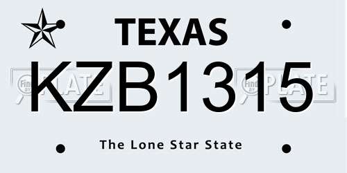 KZB1315 Texas License Plate