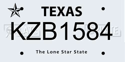 KZB1584 Texas License Plate