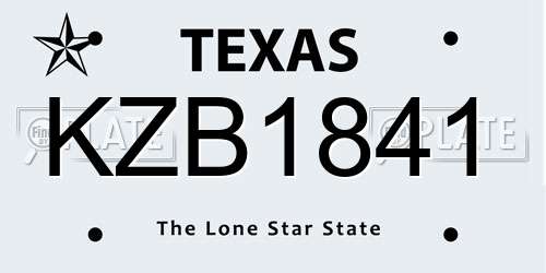 KZB1841 Texas License Plate