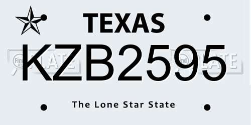 KZB2595 Texas License Plate