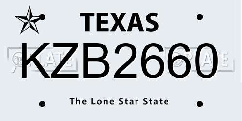 KZB2660 Texas License Plate