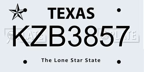KZB3857 Texas License Plate