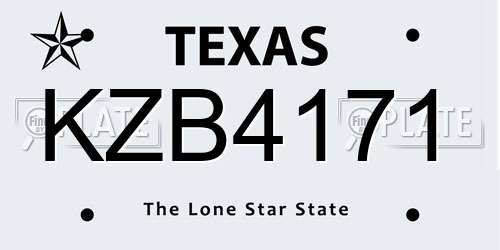 KZB4171 Texas License Plate