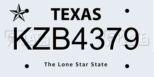 KZB4379 Texas License Plate