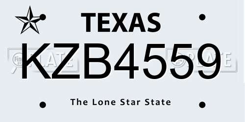 KZB4559 Texas License Plate