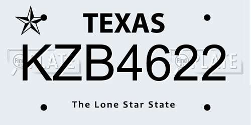 KZB4622 Texas License Plate