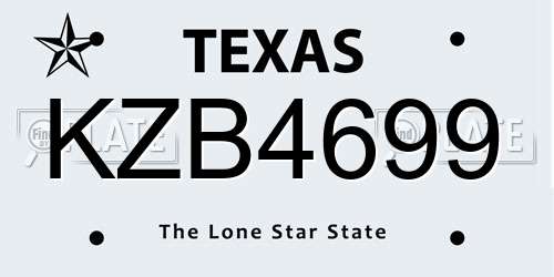 KZB4699 Texas License Plate