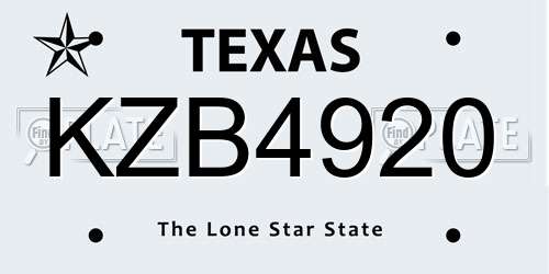 KZB4920 Texas License Plate