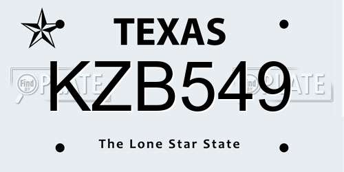 KZB549 Texas License Plate