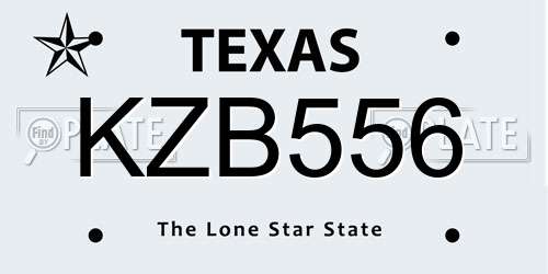 KZB556 Texas License Plate