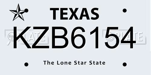 KZB6154 Texas License Plate