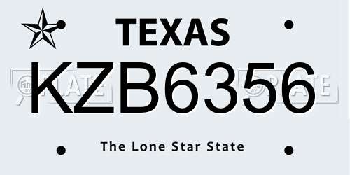 KZB6356 Texas License Plate